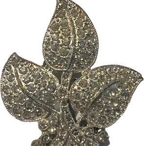 Antique Art Deco Pot Metal Icy Clear Crystal Dress Clip 30s
